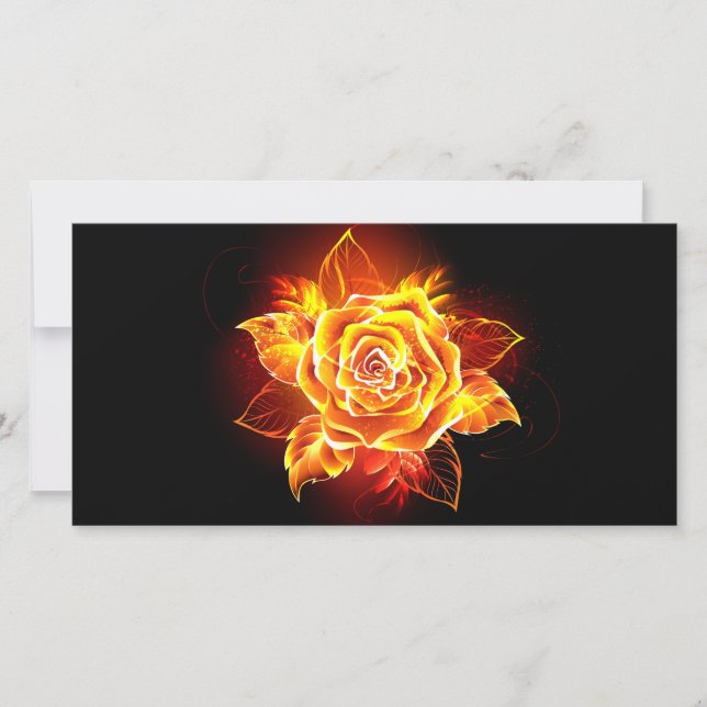Blooming Fire Rose Card (Front)