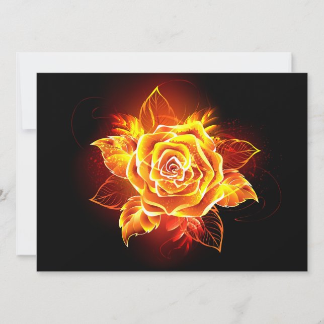 Blooming Fire Rose Card (Front)