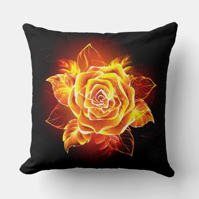 Blooming Fire Rose Cushion (Front)