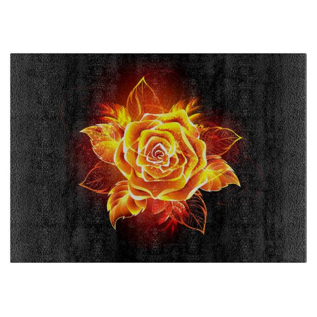 Blooming Fire Rose Cutting Board (Front)