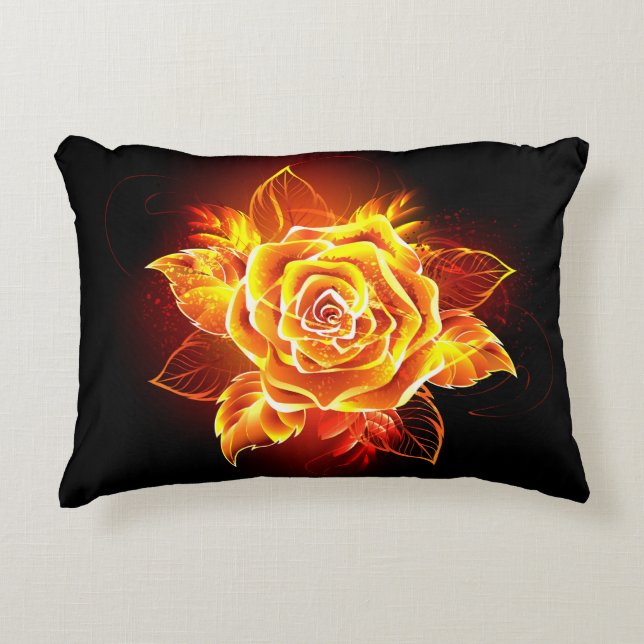 Blooming Fire Rose Decorative Cushion (Front)