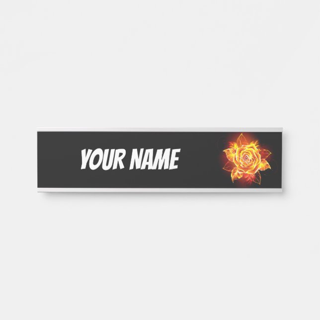 Blooming Fire Rose Door Sign (Front)