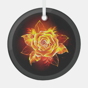 Blooming Fire Rose Glass Tree Decoration