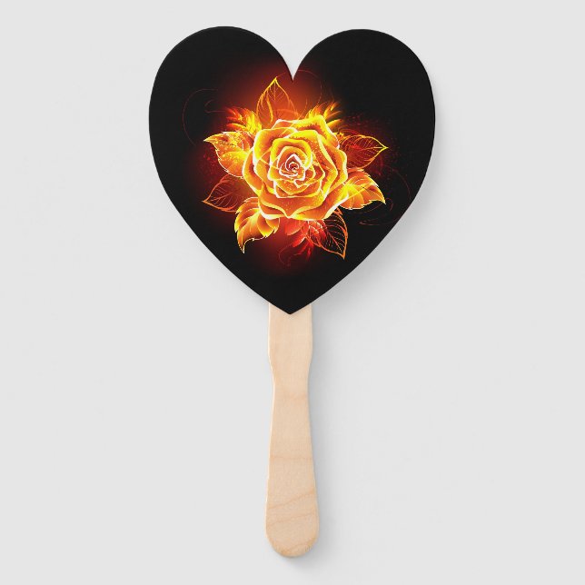 Blooming Fire Rose Hand Fan (Front)
