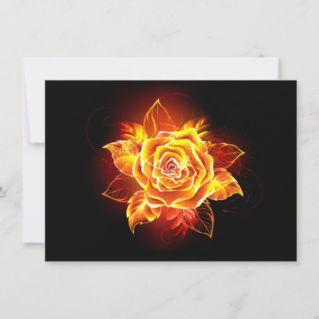 Blooming Fire Rose Holiday Card (Front)