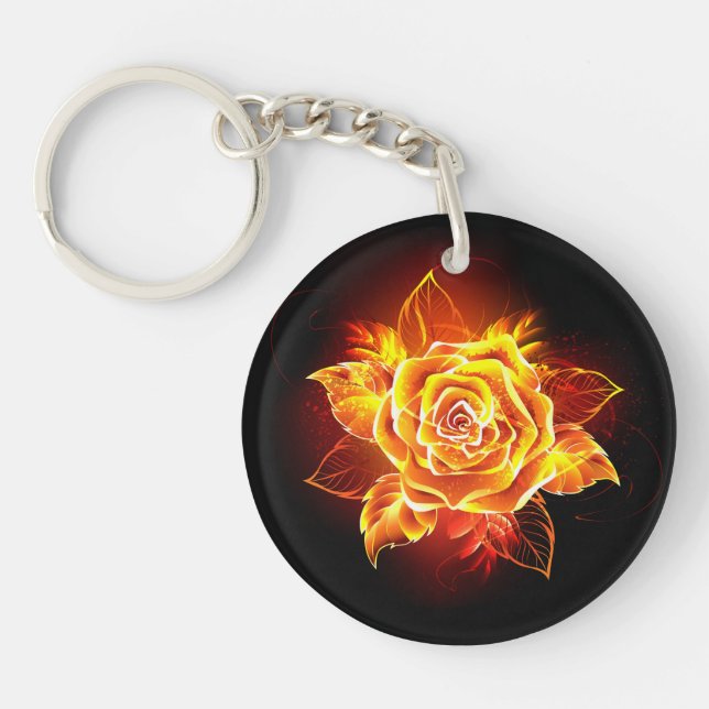Blooming Fire Rose Key Ring (Front)