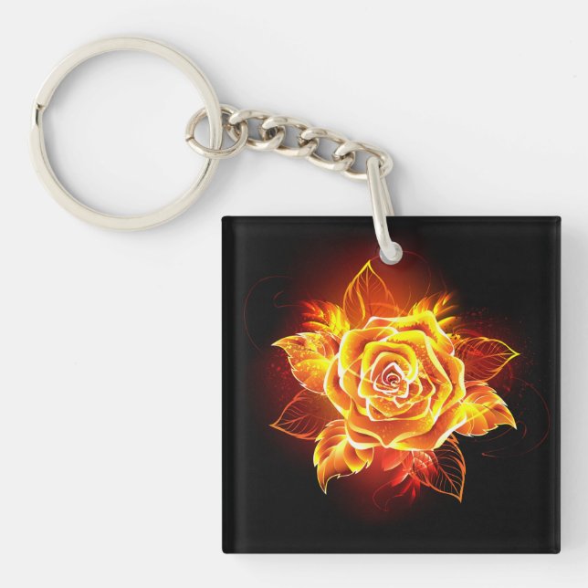 Blooming Fire Rose Key Ring (Front)