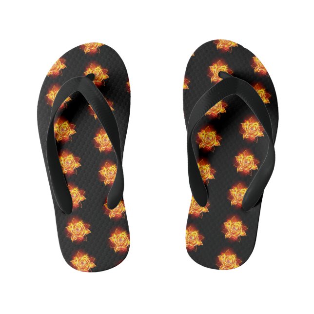 Blooming Fire Rose Kid's Jandals (Footbed)