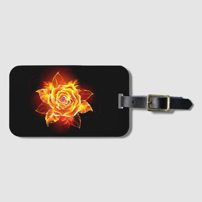 Blooming Fire Rose Luggage Tag (Front Horizontal)