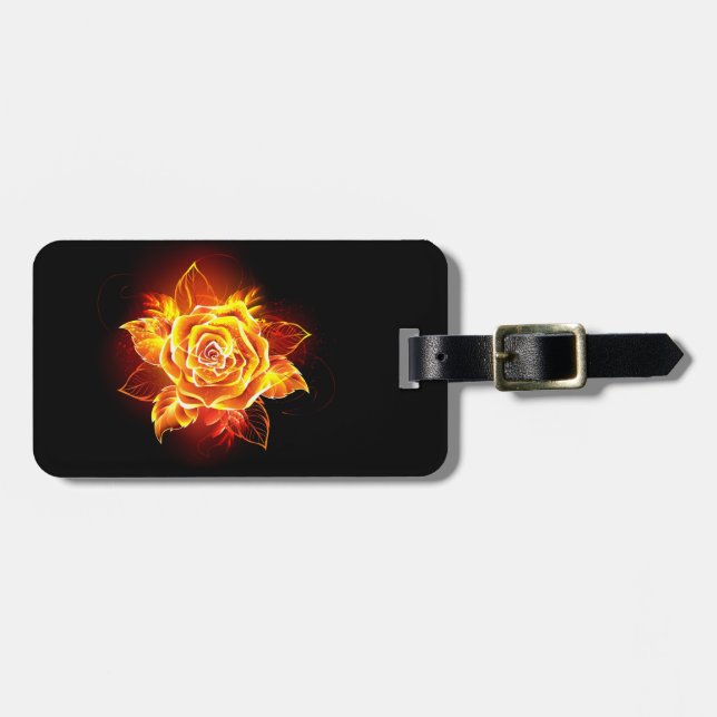 Blooming Fire Rose Luggage Tag (Front Horizontal)