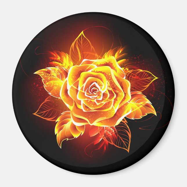 Blooming Fire Rose Magnet (Front)