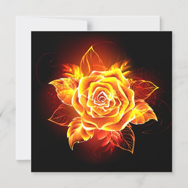 Blooming Fire Rose Magnetic Invitation (Front)