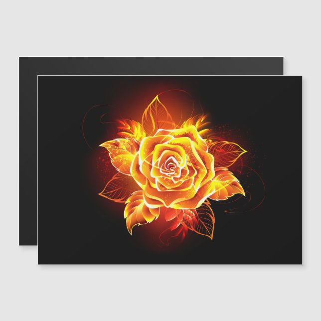 Blooming Fire Rose Magnetic Invitation (Front/Back)