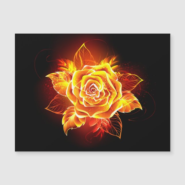Blooming Fire Rose Magnetic Invitation (Front)