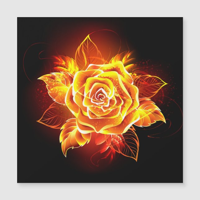 Blooming Fire Rose Magnetic Invitation (Front)