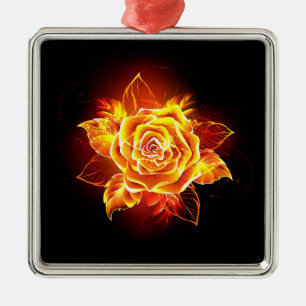 Blooming Fire Rose Metal Tree Decoration