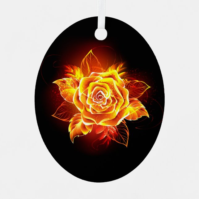 Blooming Fire Rose Metal Tree Decoration (Front)