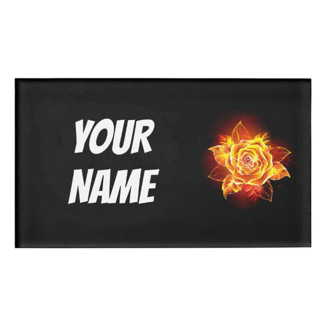 Blooming Fire Rose Name Tag (Front)