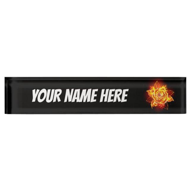 Blooming Fire Rose Nameplate (Front)