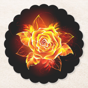 Blooming Fire Rose Paper Coaster