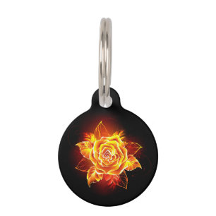 Blooming Fire Rose Pet Tag