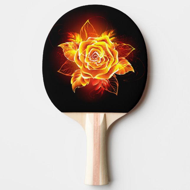 Blooming Fire Rose Ping Pong Paddle (Front)