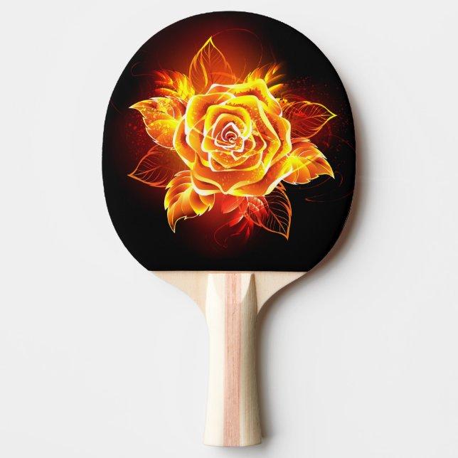 Blooming Fire Rose Ping Pong Paddle (Front)
