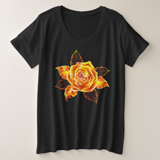 Blooming Fire Rose Plus Size T-Shirt (Design Front)