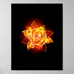 Blooming Fire Rose Poster