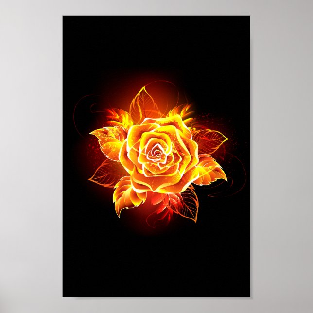 Blooming Fire Rose Poster (Front)