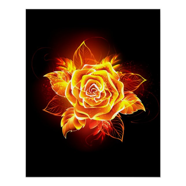 Blooming Fire Rose Poster (Front)