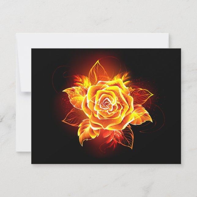 Blooming Fire Rose RSVP Card (Front)
