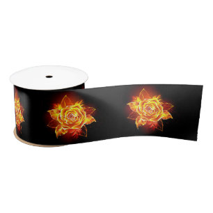 Blooming Fire Rose Satin Ribbon