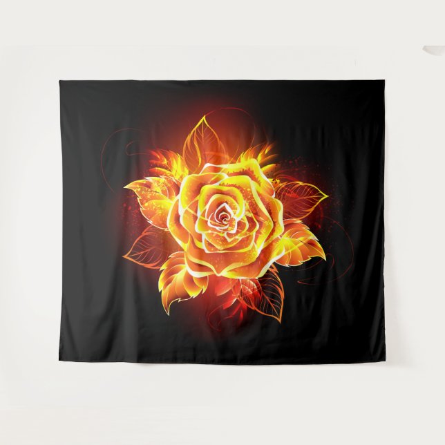 Blooming Fire Rose Tapestry (Front (Horizontal))