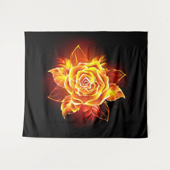 Blooming Fire Rose Tapestry (Front (Horizontal))