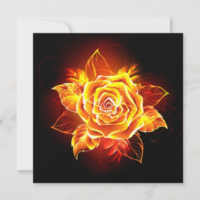 Blooming Fire Rose Thank You Card (Front)