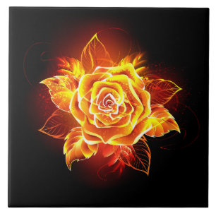 Blooming Fire Rose Tile