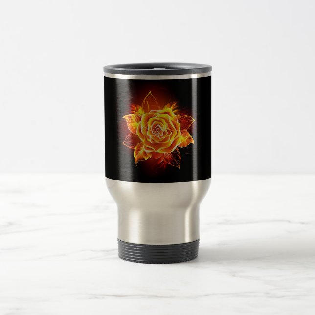 Blooming Fire Rose Travel Mug (Center)