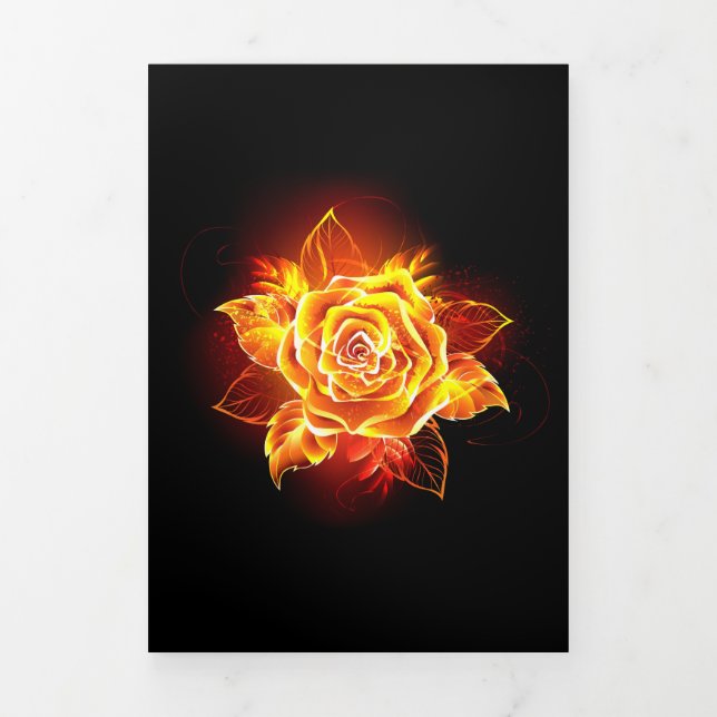 Blooming Fire Rose Tri-Fold Announcement (Cover)