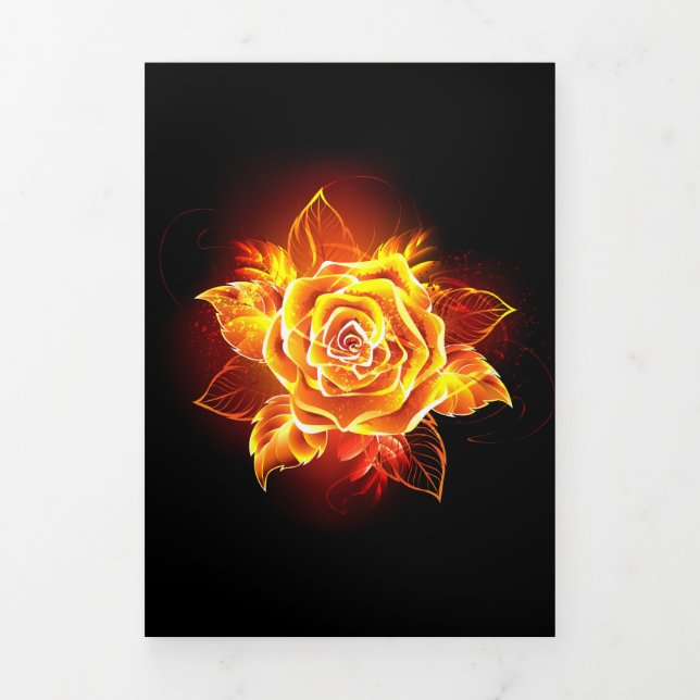 Blooming Fire Rose Tri-Fold Card (Cover)