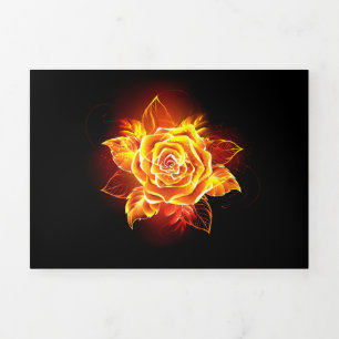Blooming Fire Rose Tri-Fold Holiday Card