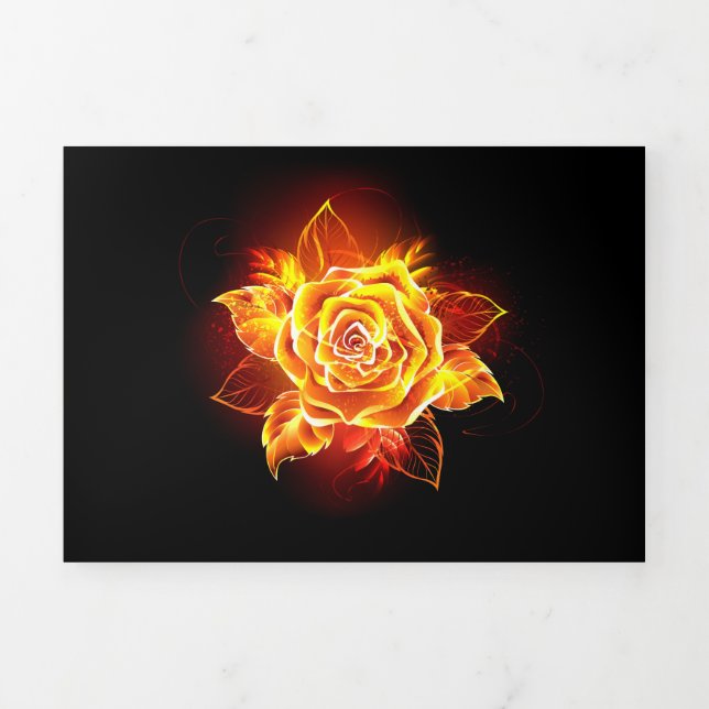 Blooming Fire Rose Tri-Fold Invitation (Cover)
