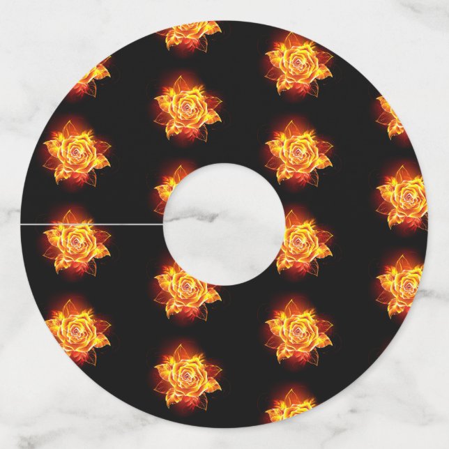 Blooming Fire Rose Wine Glass Tag (Front)