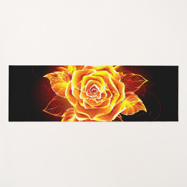 Blooming Fire Rose Yoga Mat (Front (Horizontal))