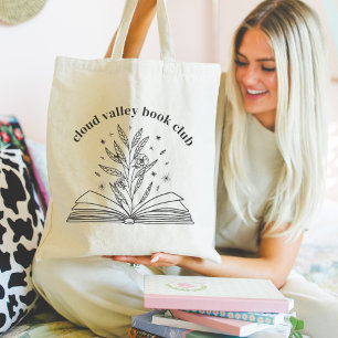 Blooming Floral Book Personalised Book Club Tote Bag