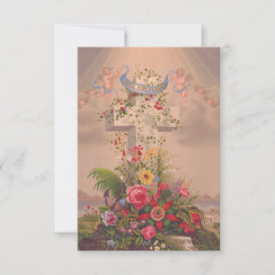 Blooming Floral Cross Devotional Holy Card