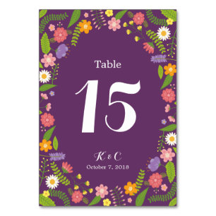 Blooming Floral Frame Rustic Garden Wedding Table Number