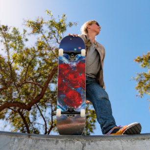 Blooming Floral Heart Crystal Skateboard