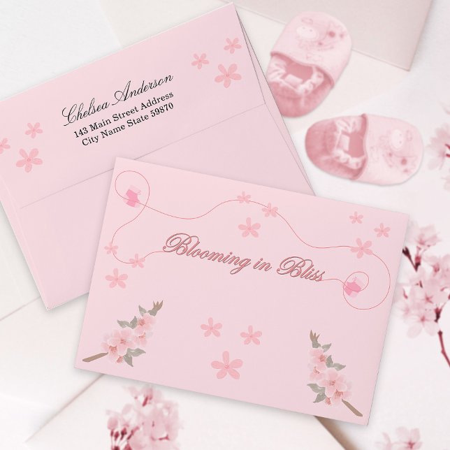 Blooming Floral Pink Cherry Blossom Baby Shower  Envelope (Creator Uploaded)