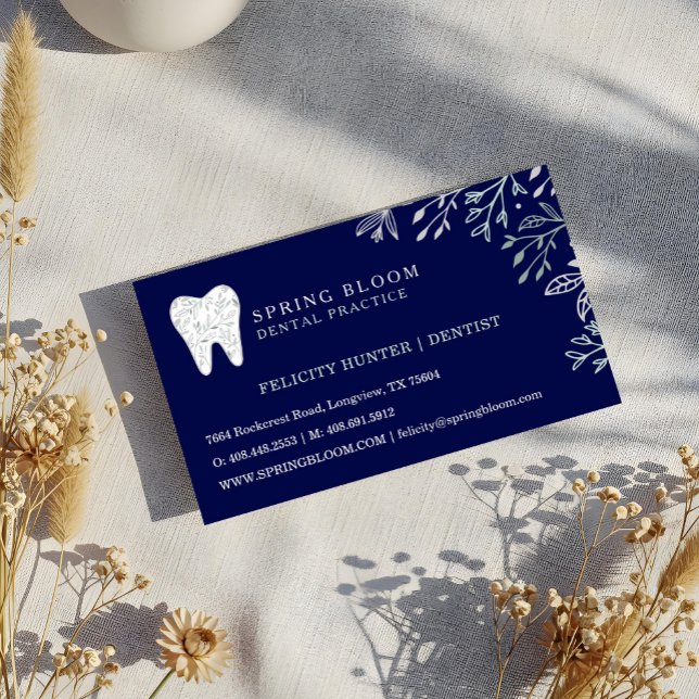 Blooming Flourishing Dental Tooth Tree Logo Magnetic Business Card (Blooming Flourishing Dental Tooth Tree Logo Business Card Magnet)